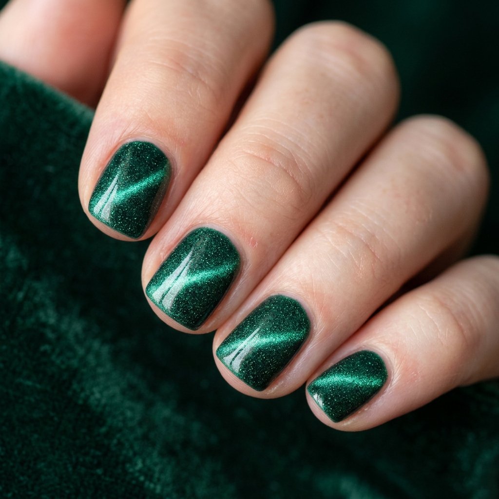 30 Minimalist & Bold Short Nails Art Ideas You'll Love 13 Velvet Cat Eye Finish