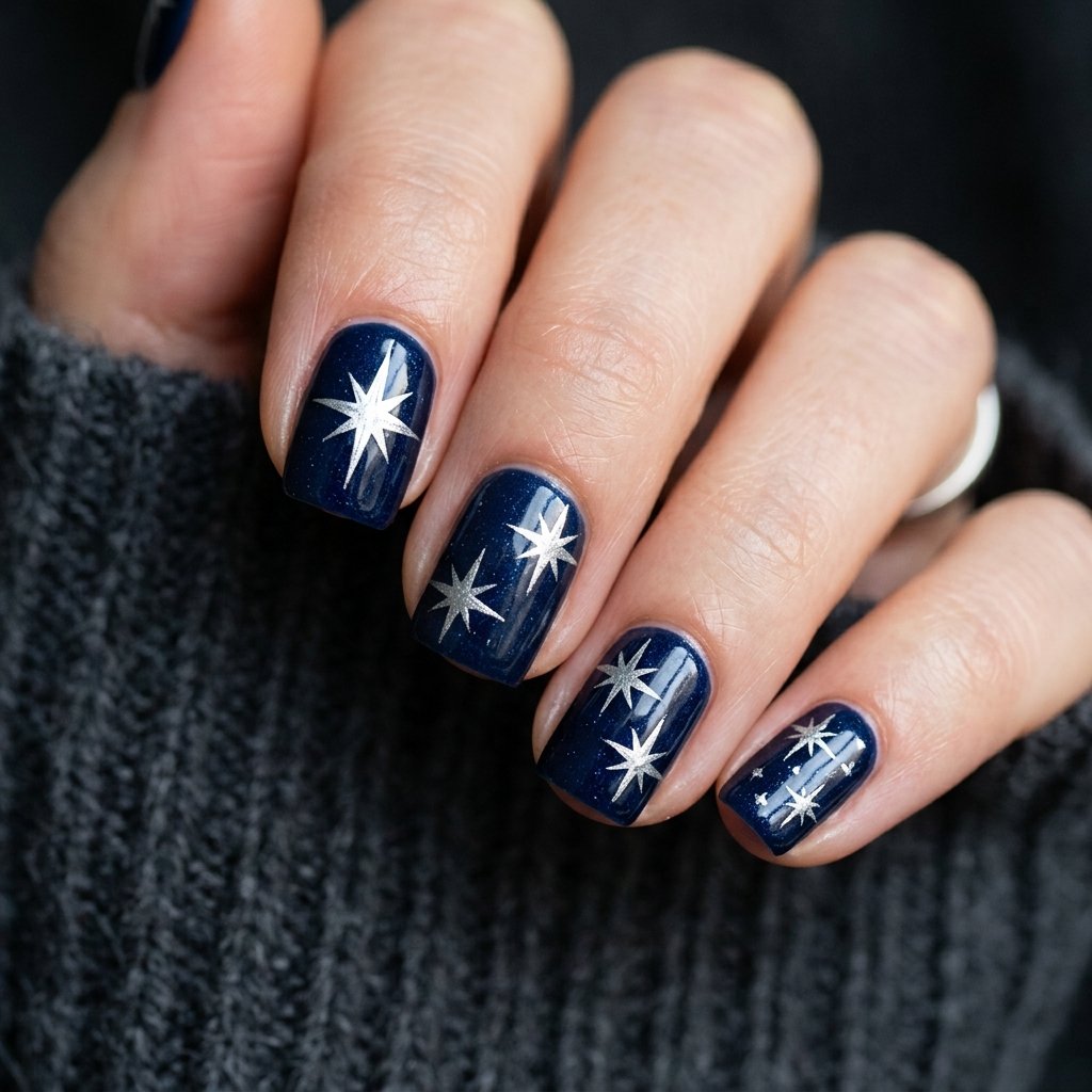 Metallic Silver Winter Stars