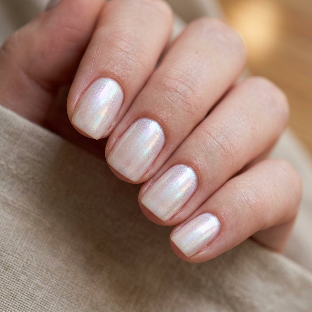 30 Stunning Christmas Nails Simple Ideas You Can Do at Home 29 Pearl Shimmer Overlay