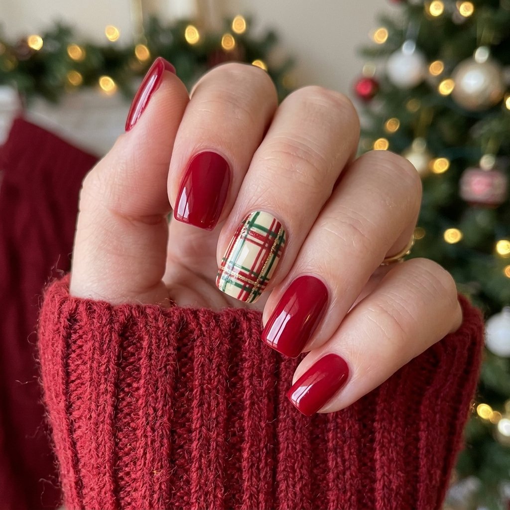 Cozy Plaid Print Nail Designs