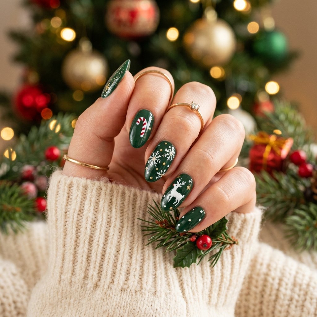 Whimsical Reindeer Nail Art