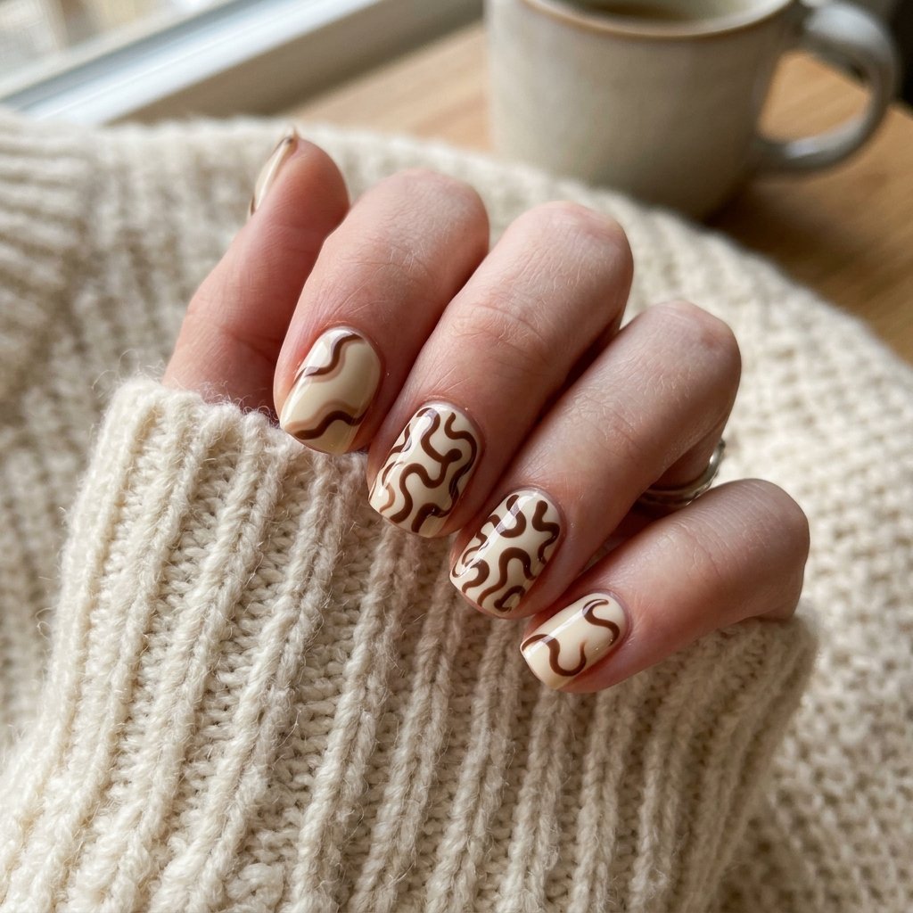 Cute Squiggle Line Nail Ideas