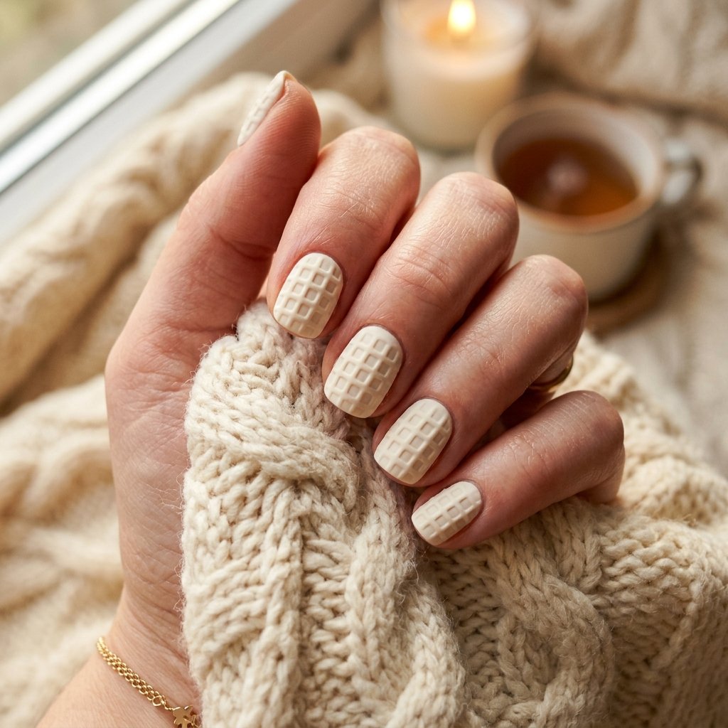 Cute Waffle Print Nail Ideas