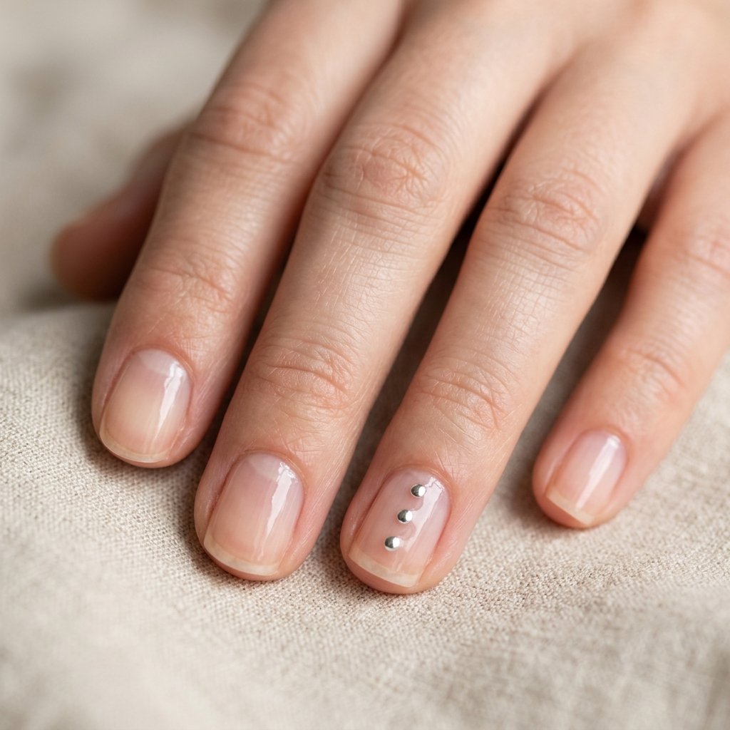 30 Stunning Christmas Nails Simple Ideas You Can Do at Home 25 Sheer Base with Silver Micro Dots