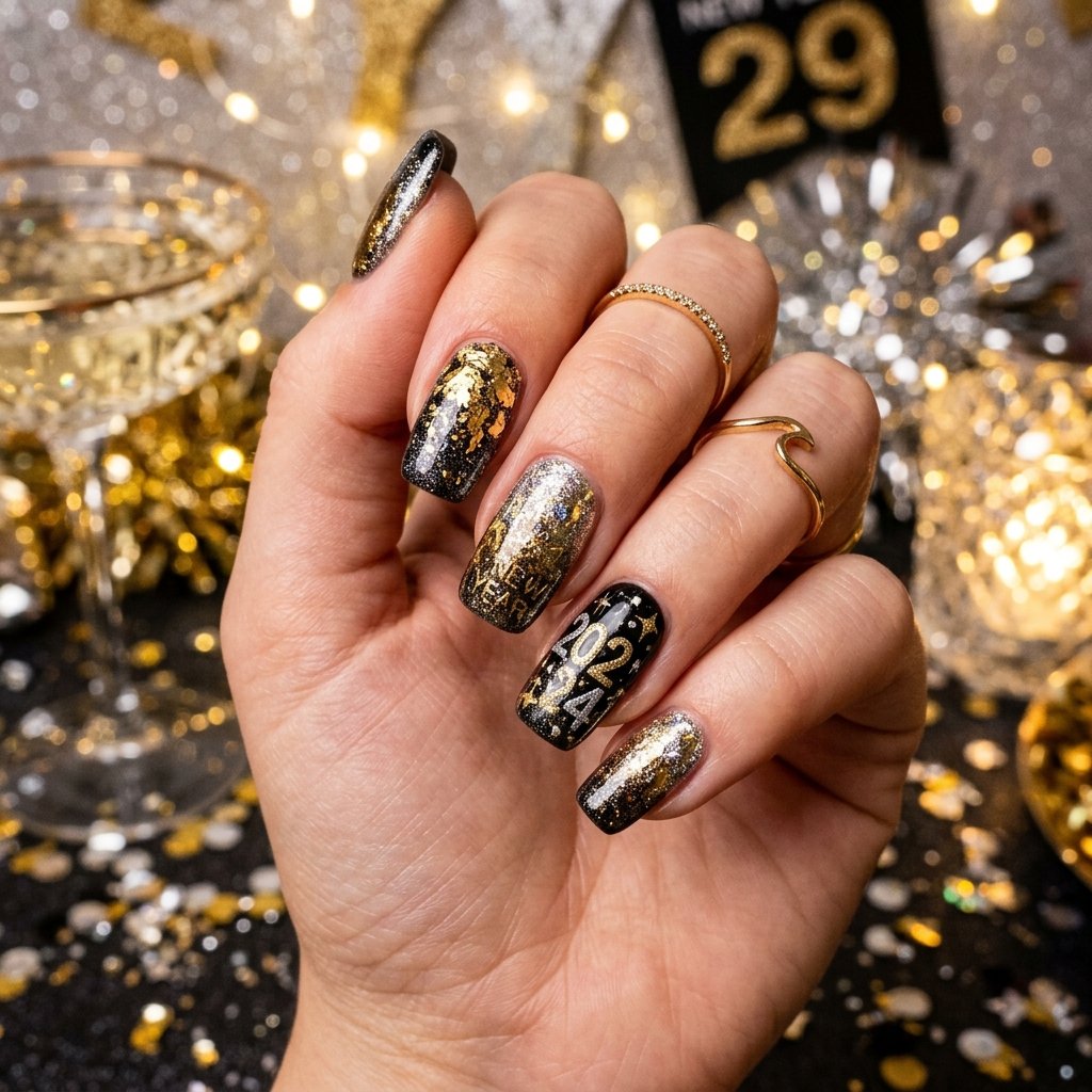 New Year Countdown Nails