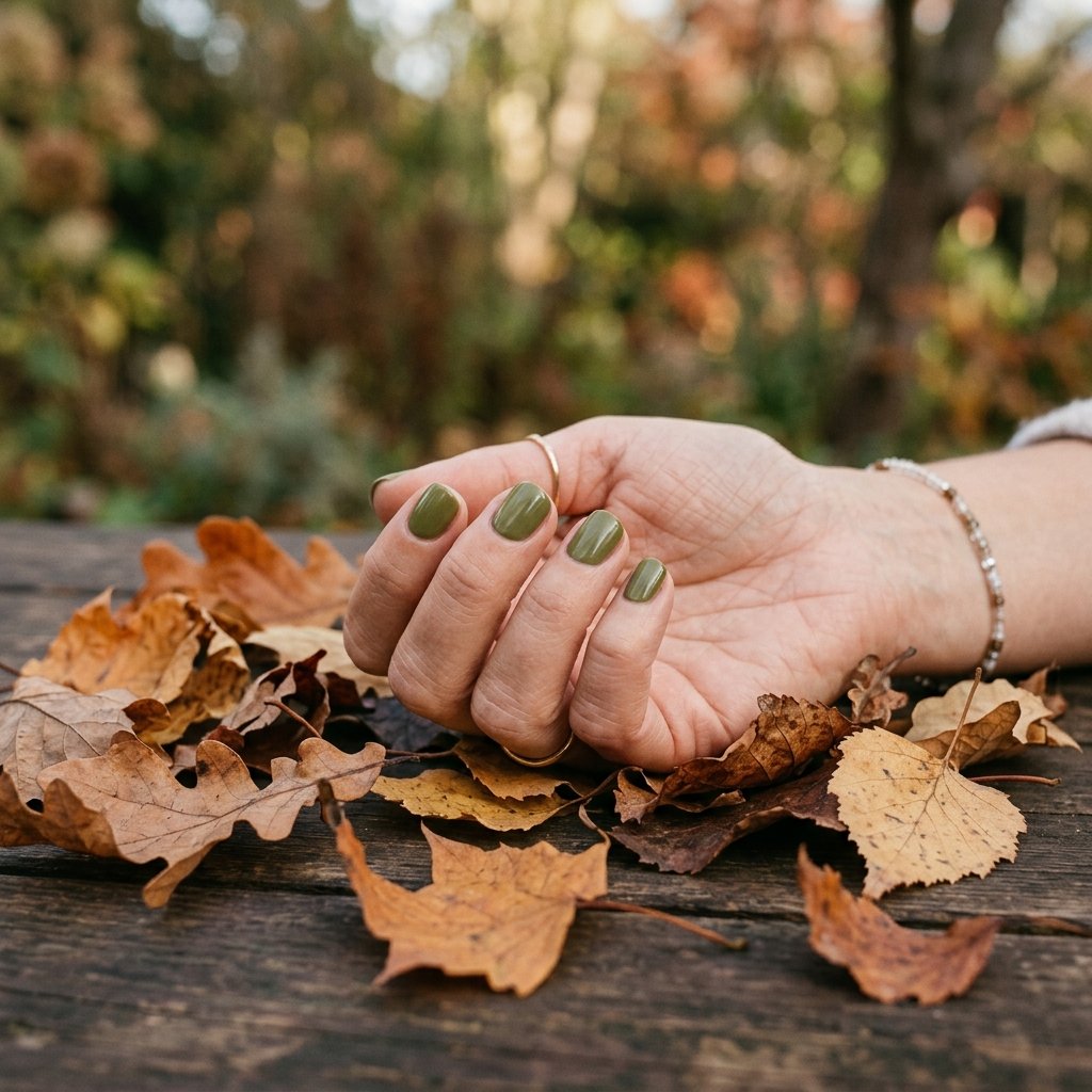 Olive Green Short Nail Ideas