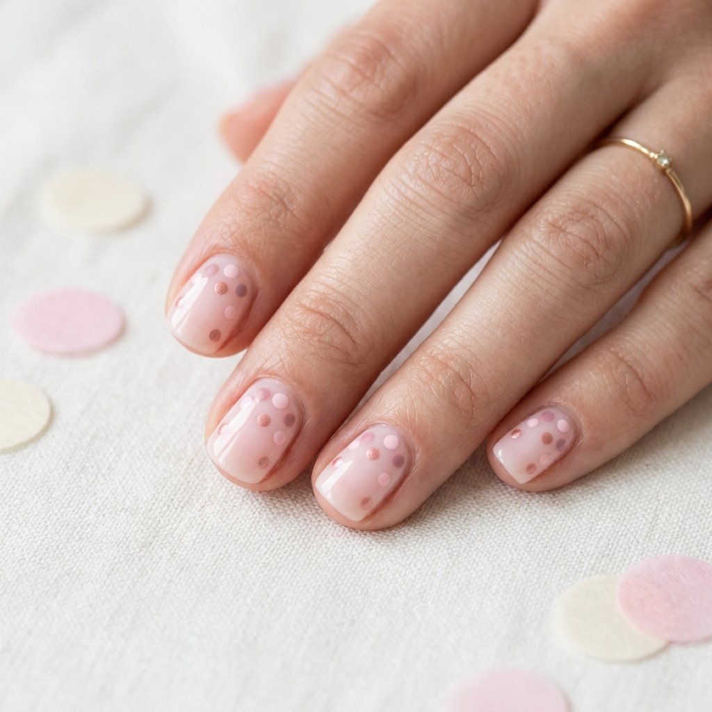 Soft Pink Confetti Dot Nails