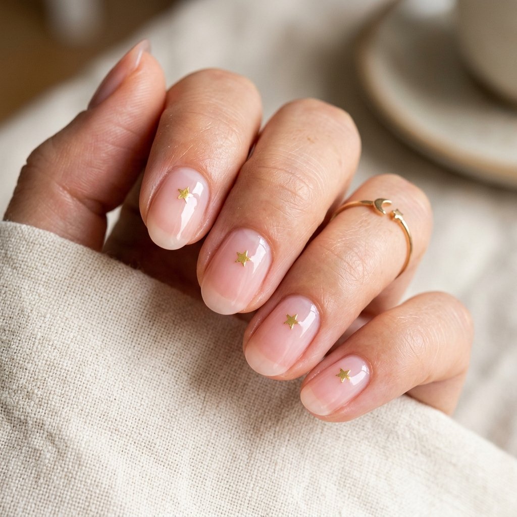 30 Stunning Christmas Nails Simple Ideas You Can Do at Home 12 Delicate Gold Star Decals