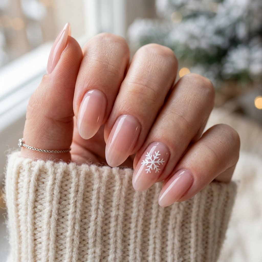 30 Stunning Christmas Nails Simple Ideas You Can Do at Home 16 Minimalist Snowflake Stencil
