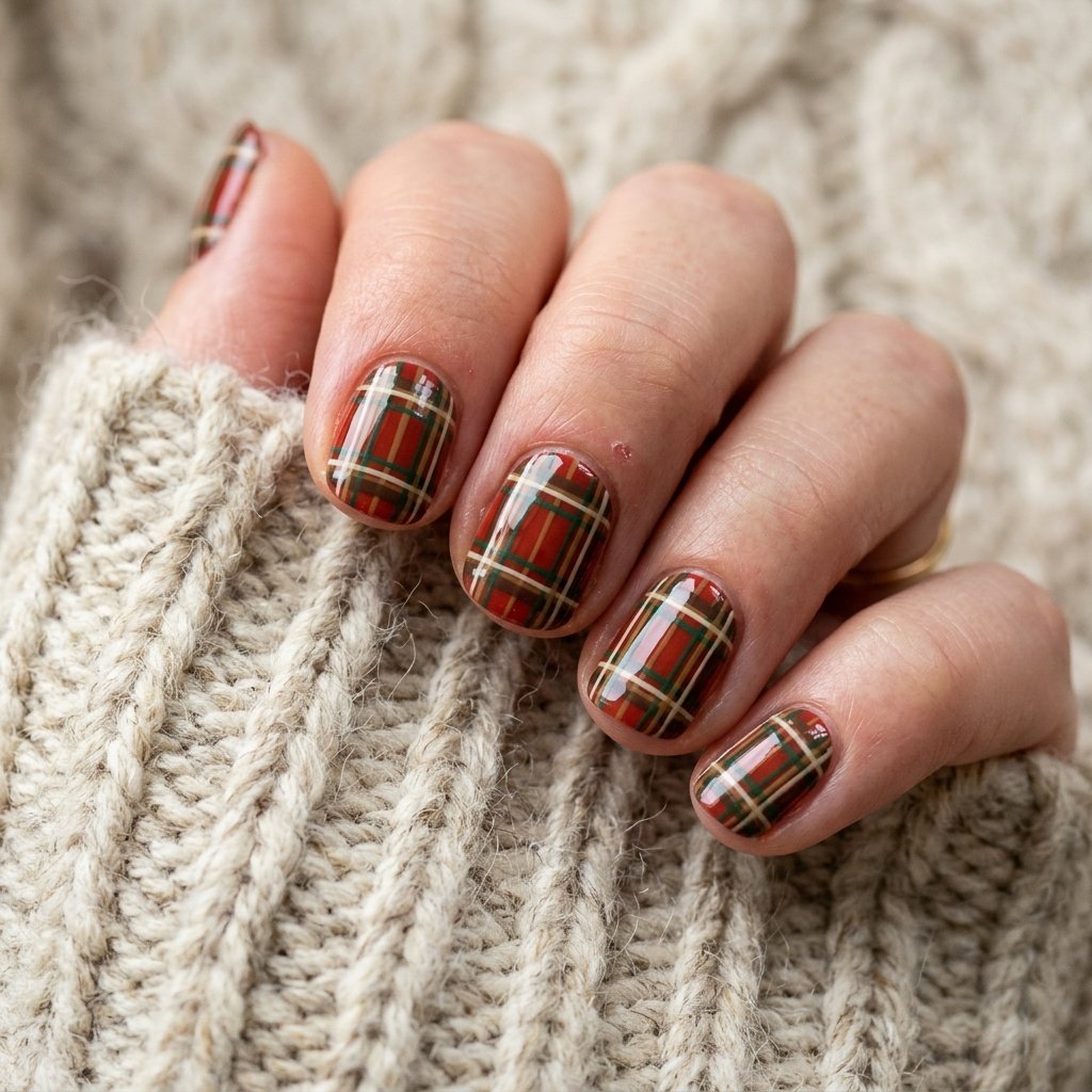 32 Fall Nails 2026 Ideas That Are Actually Wearable 14 Plaid Print Nail Ideas
