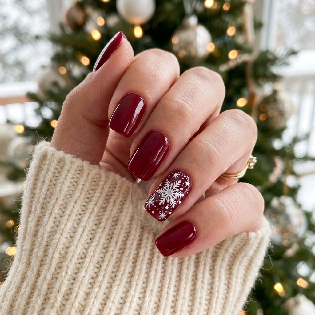 Red Canvas with Silver Snowflake Decals