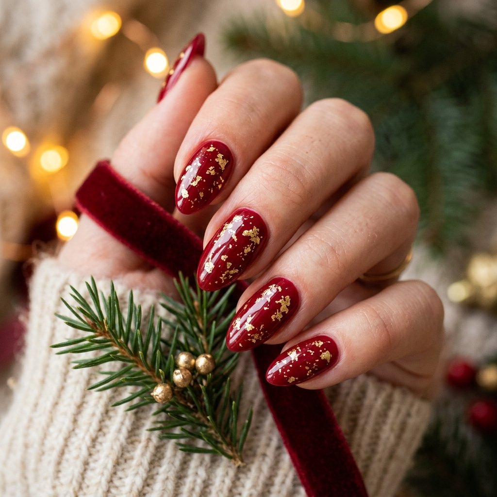 Crimson Base with Gold Leaf Flecks