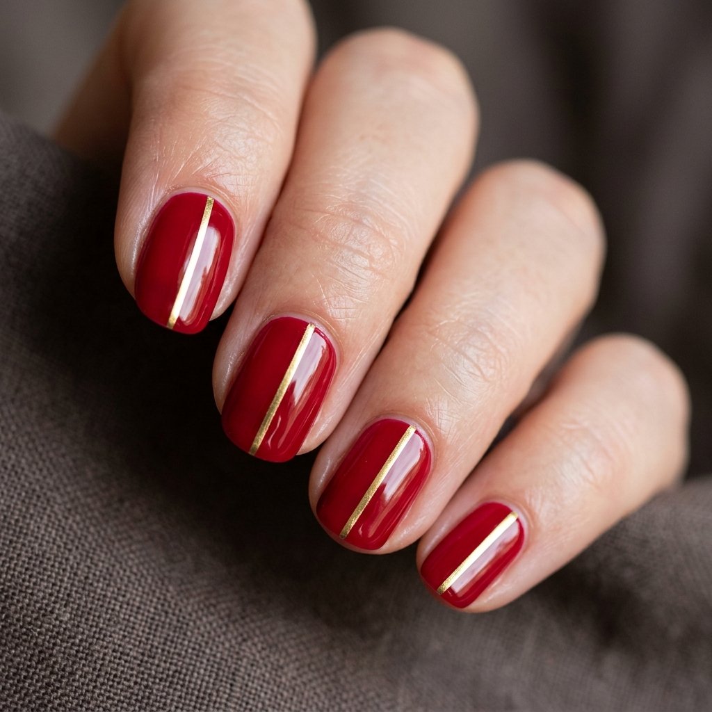 Bold Red with Thin Gold Center Stripe