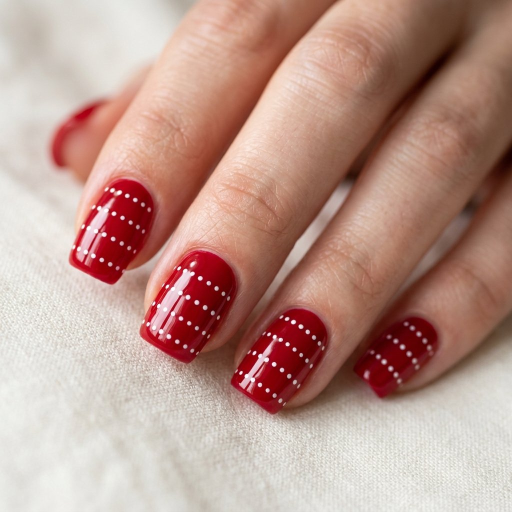 Glossy Red Base with Micro White Dots