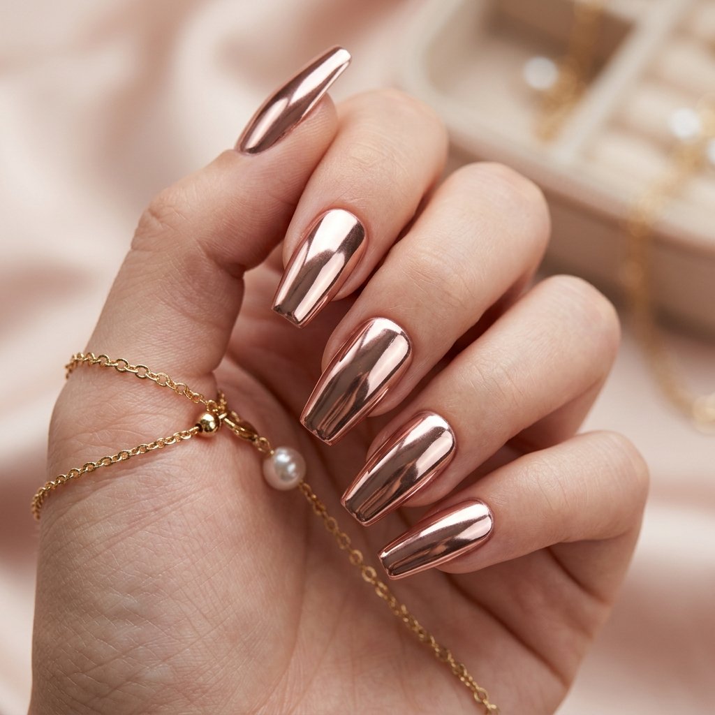 Metallic Rose Gold Mirror Shine