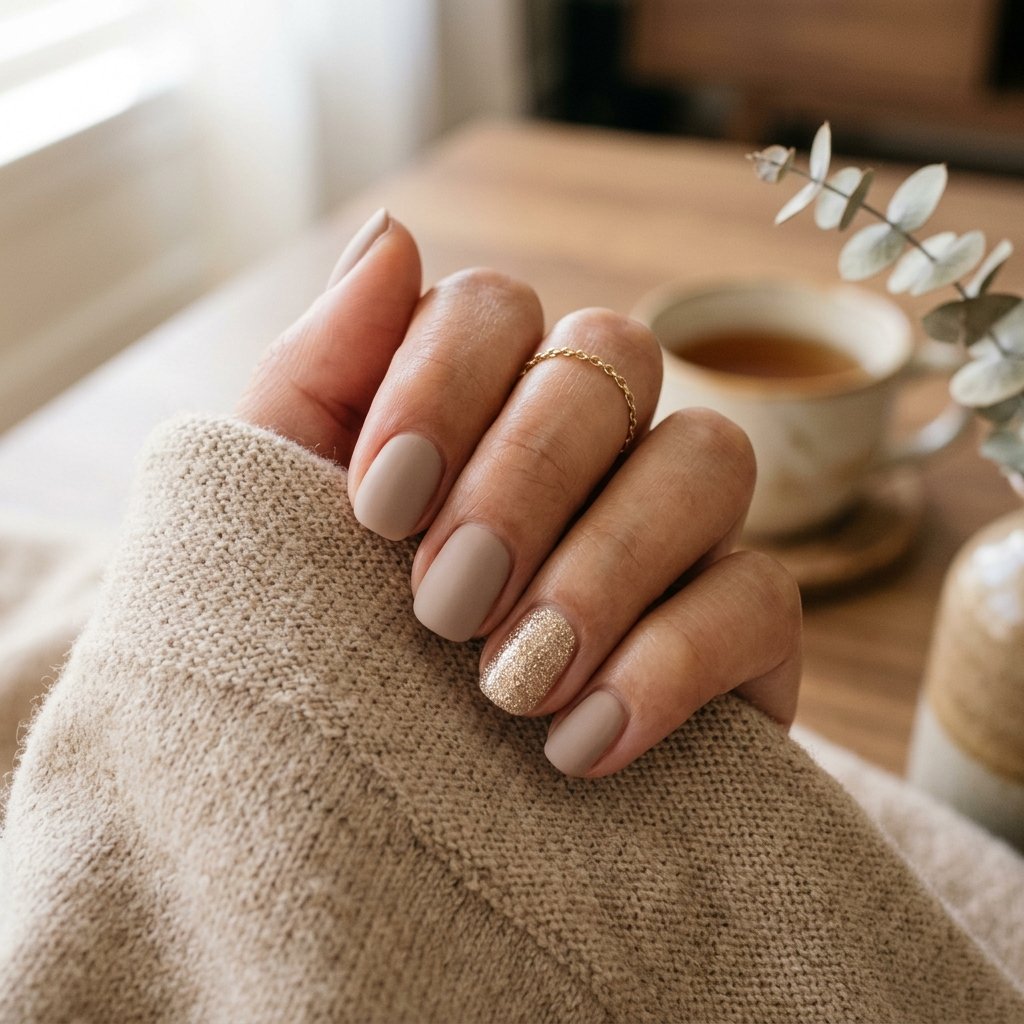 Glitter Accent Short Nail Ideas