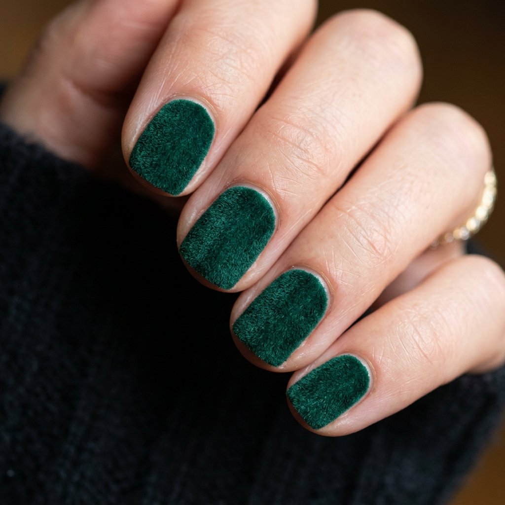 Velvet Textured Short Nails