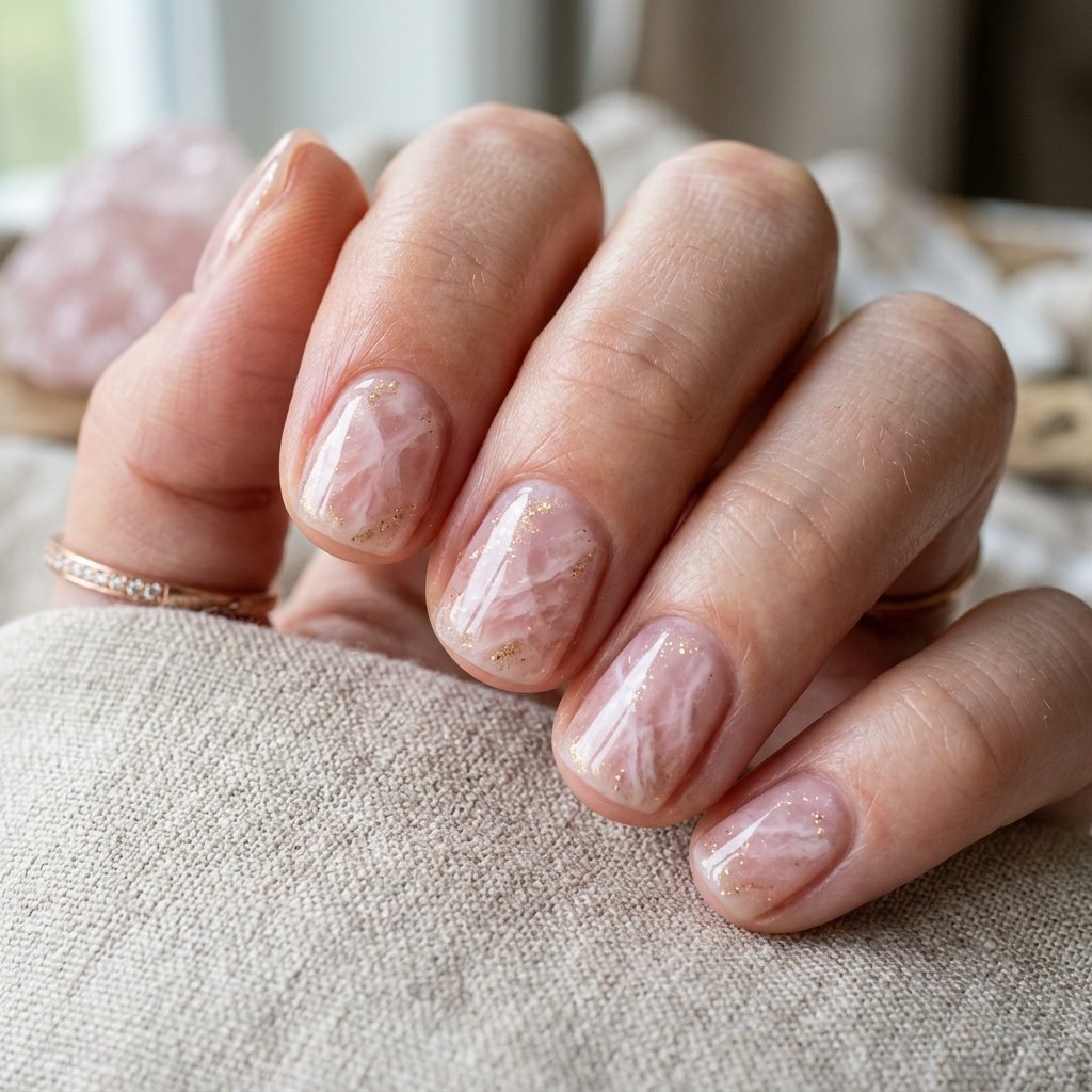 30 Minimalist & Bold Short Nails Art Ideas You'll Love 31 Marbled Quartz Texture