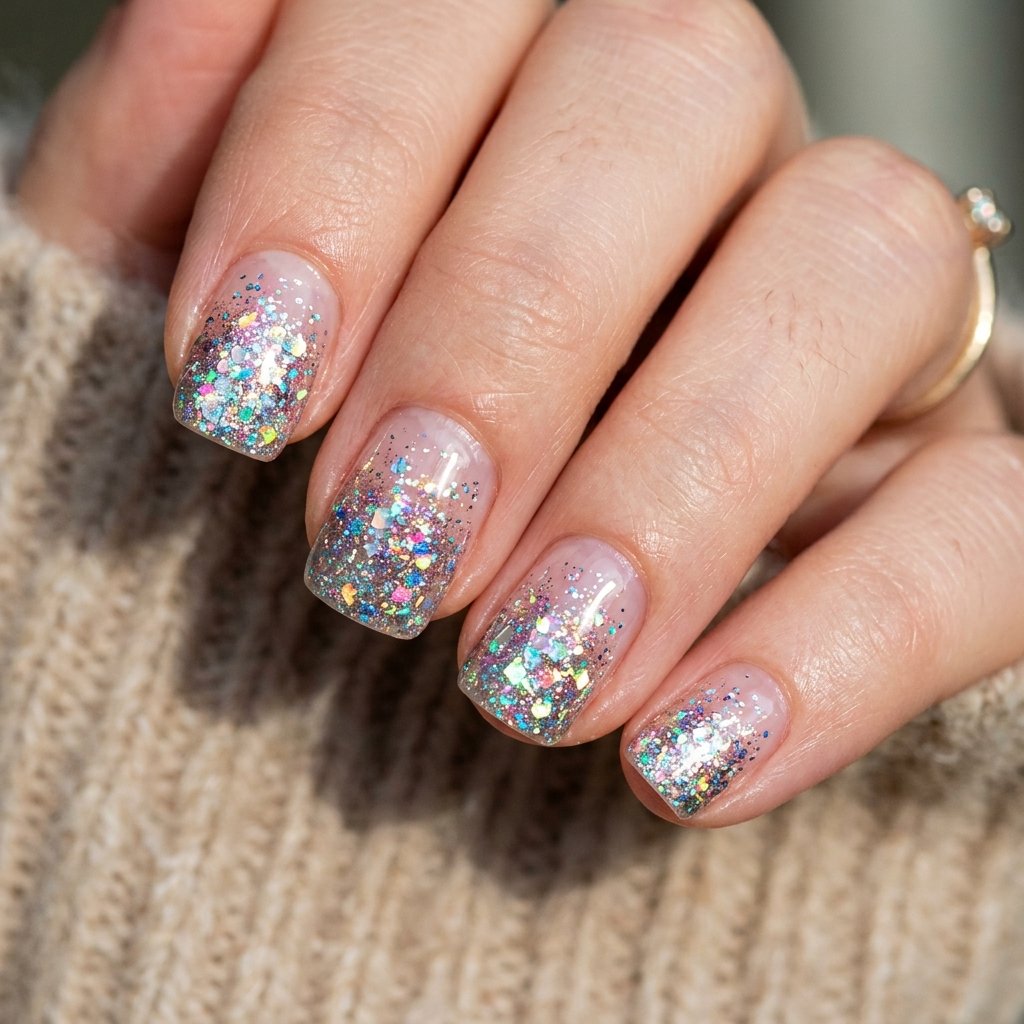 30 Minimalist & Bold Short Nails Art Ideas You'll Love 27 Chunky Glitter Ombre