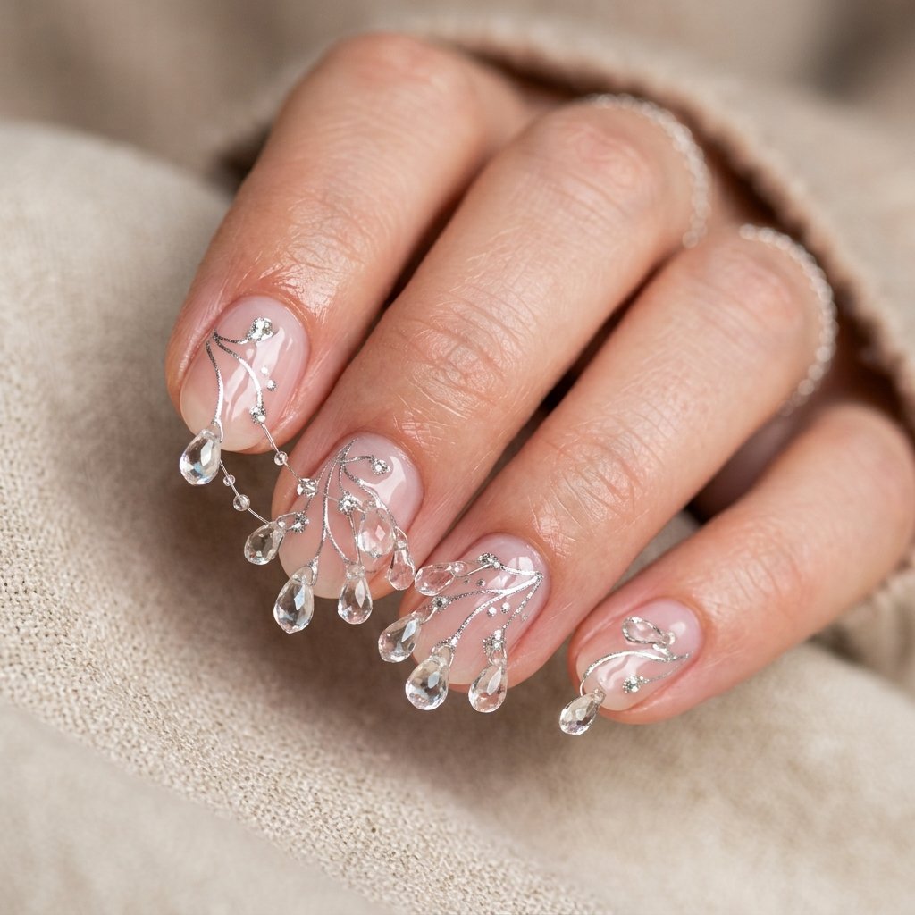 Sheer Pink Sparkly Ornament Drops