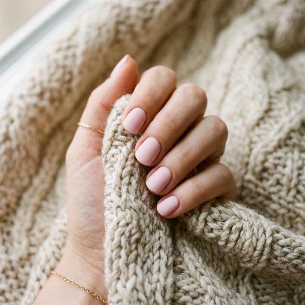 Pale Pink Matte Minimalist Nails