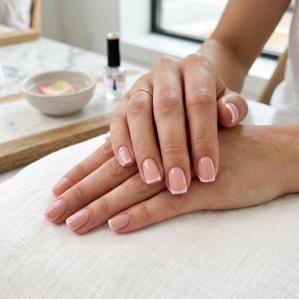Soft Pastel Pink French Tips