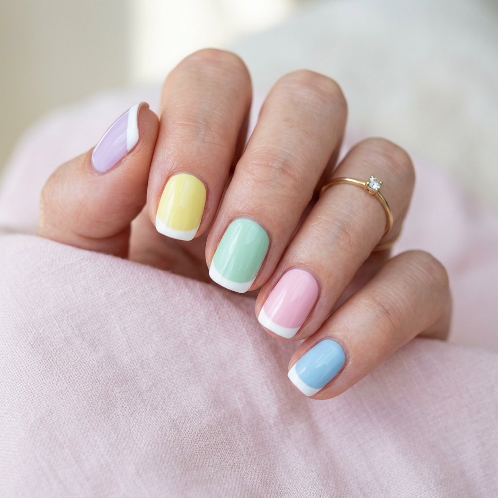 Skittle French Tip Nail Ideas