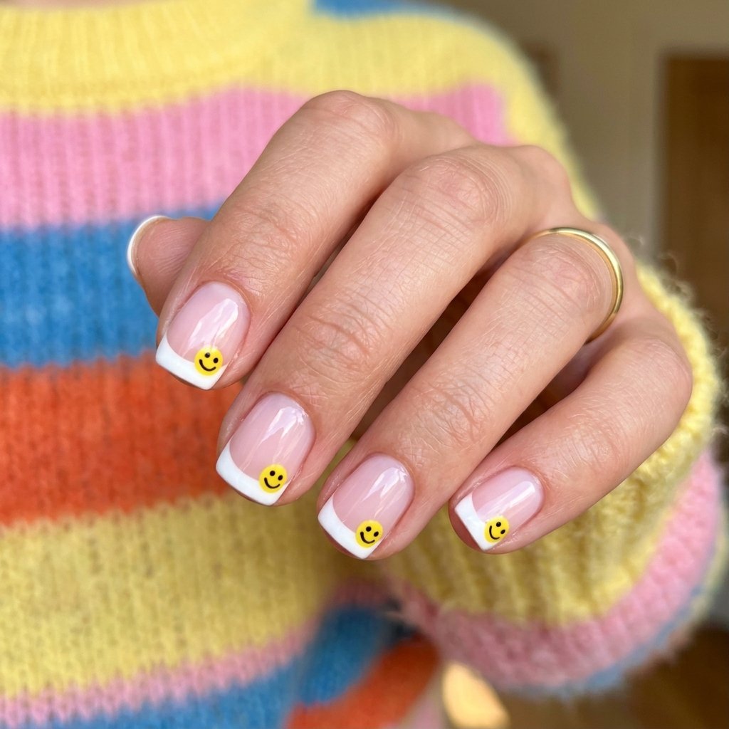 Smiley Face French Nail Ideas