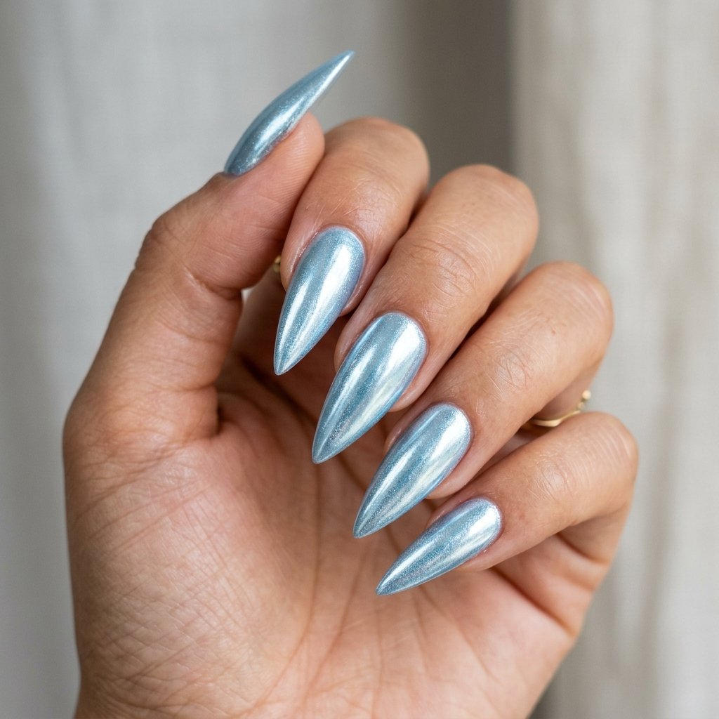 Icy Blue Chrome Stiletto Looks