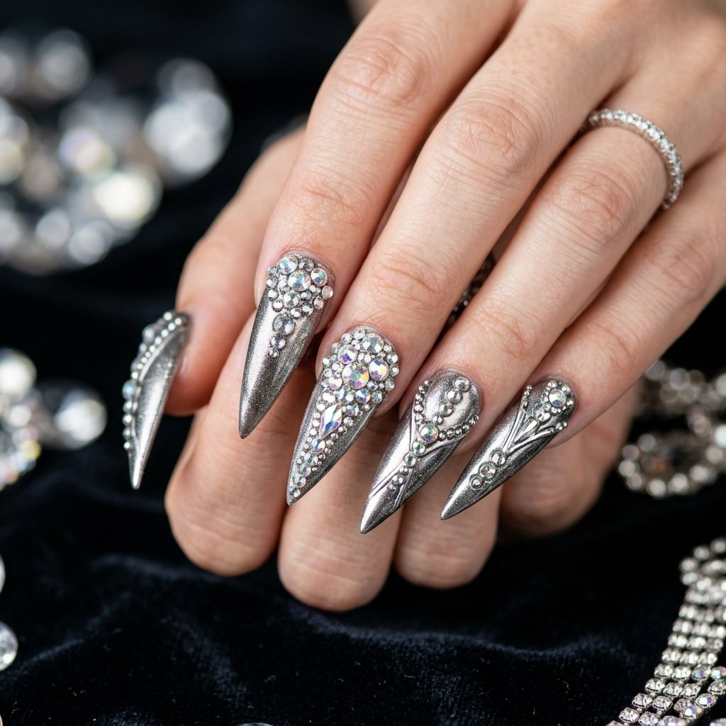 Graduation Nails Ideas: 29 Fresh Looks for Your Big Day 28 Stiletto Shape Nail Ideas