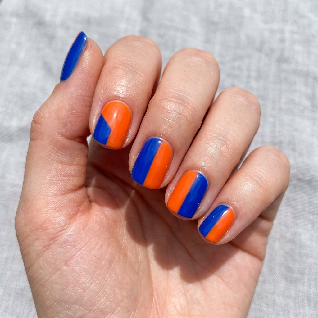 Two Tone Short Nail Ideas