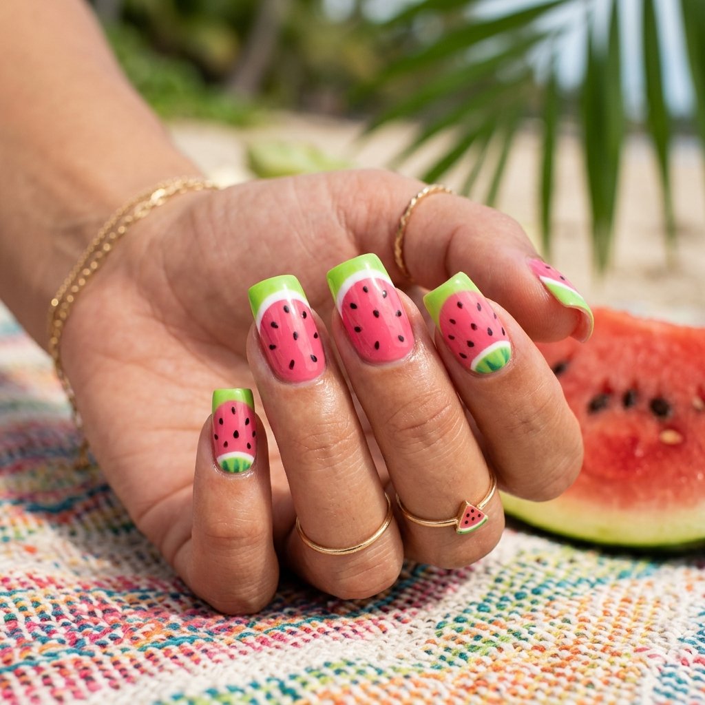 Watermelon Pink Nail Ideas