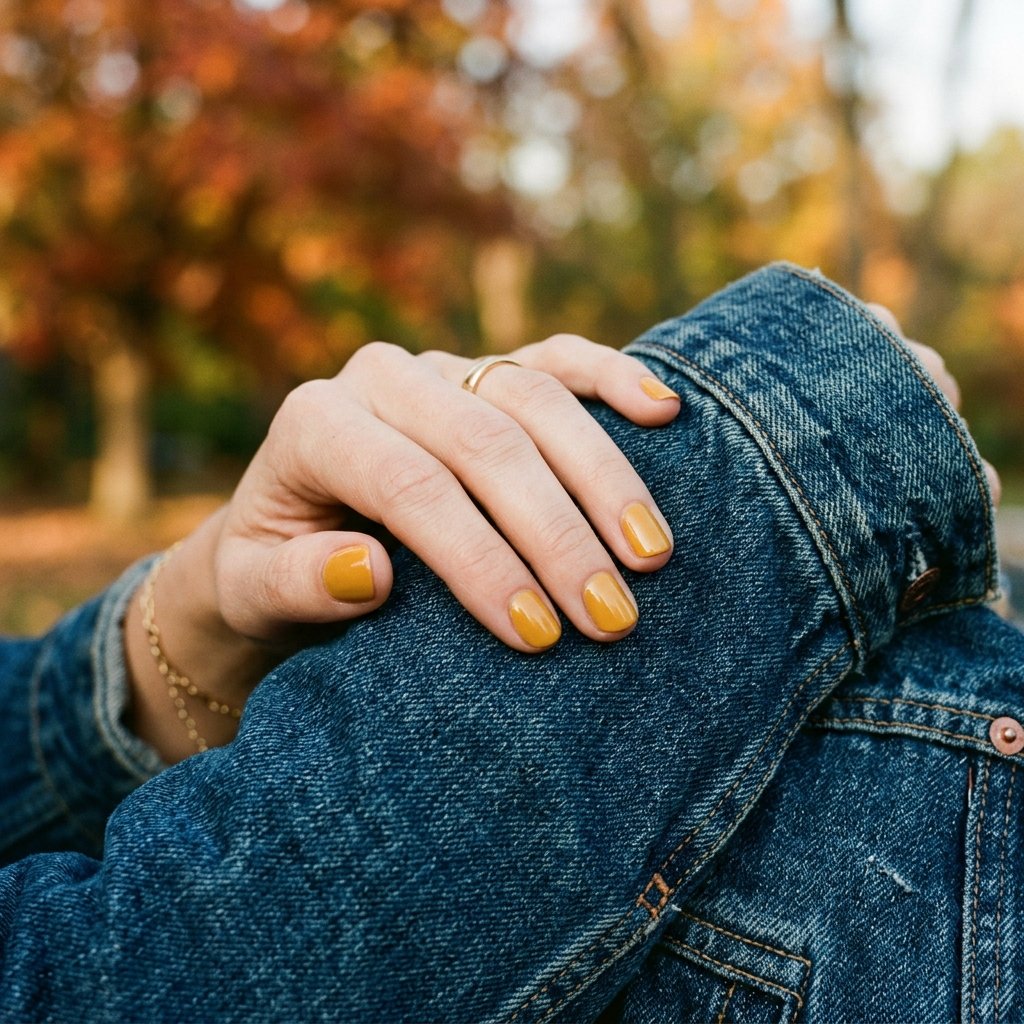 Mustard Yellow Short Nail Ideas