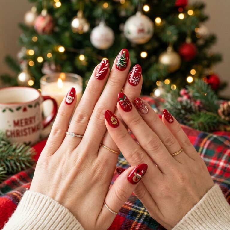christmas nails red