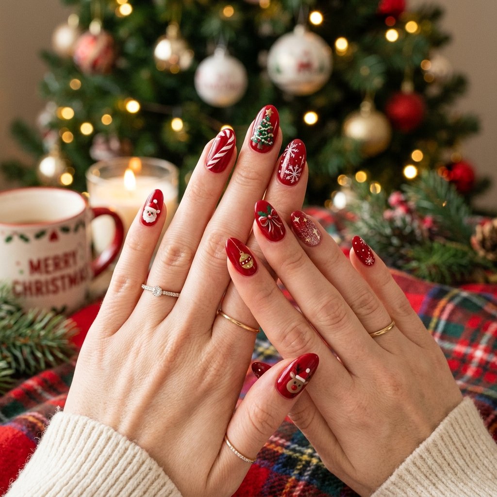 christmas nails red