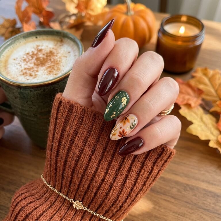 30 Cozy Fall Nails Almond Ideas for a Chic Autumn 2026 36 fall nails almond