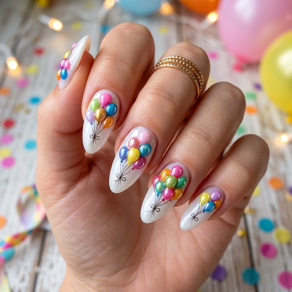 Balloon Cluster Nail Ideas