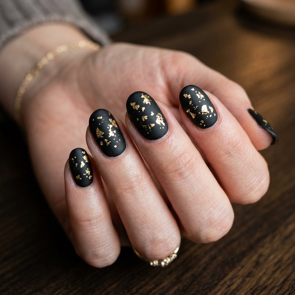 Matte Black with Gold Leaf Accents