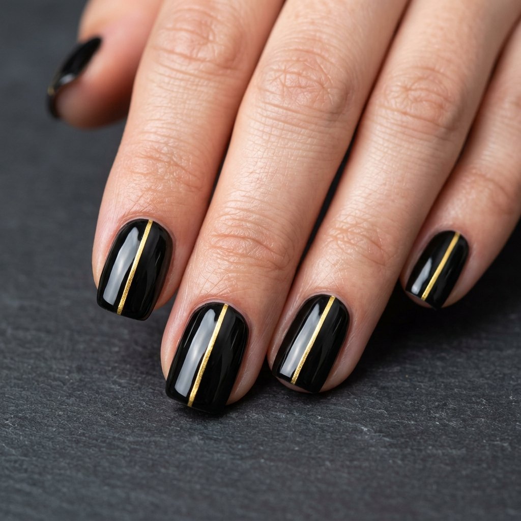Glossy Onyx with Thin Gold Stripe