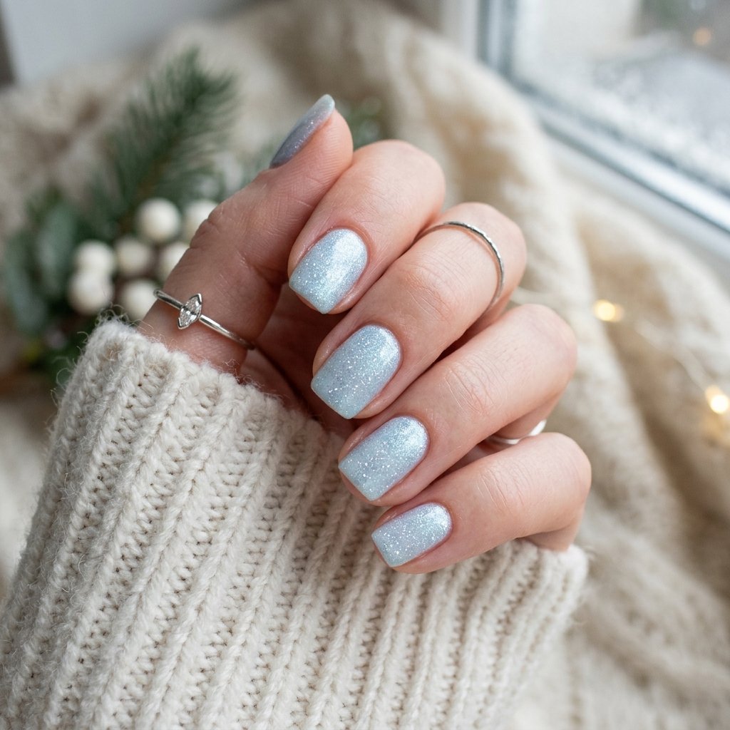 Ice Blue Shimmer Nail Ideas