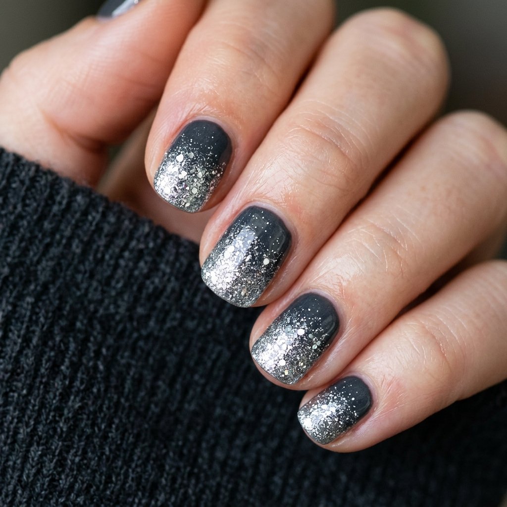Charcoal Glitter Ombre Fade