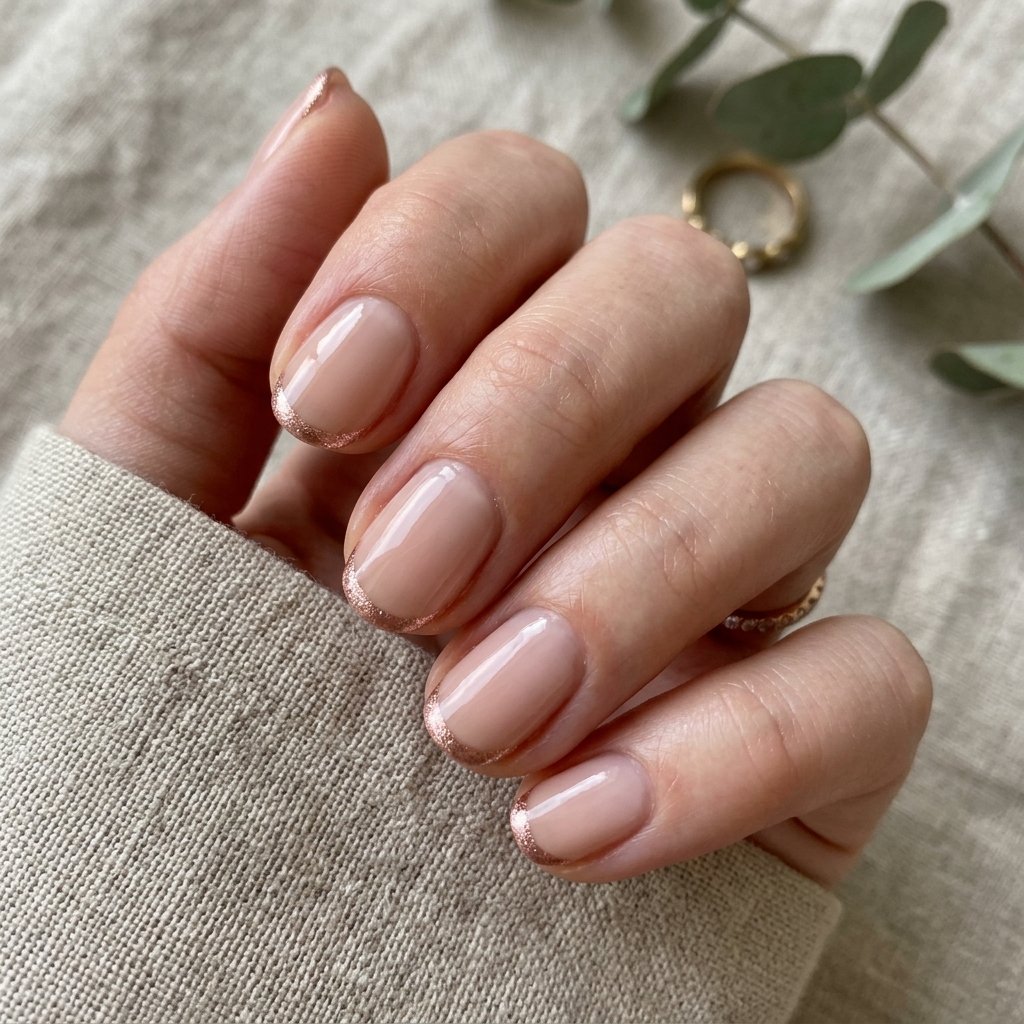 Rose Gold Sparkle French Tips
