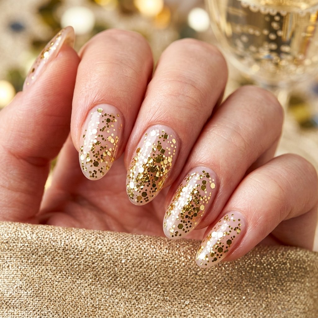 Gold Confetti Nail Ideas