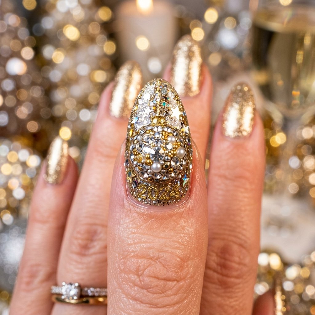 New Year's Eve Ball Drop Nail Ideas