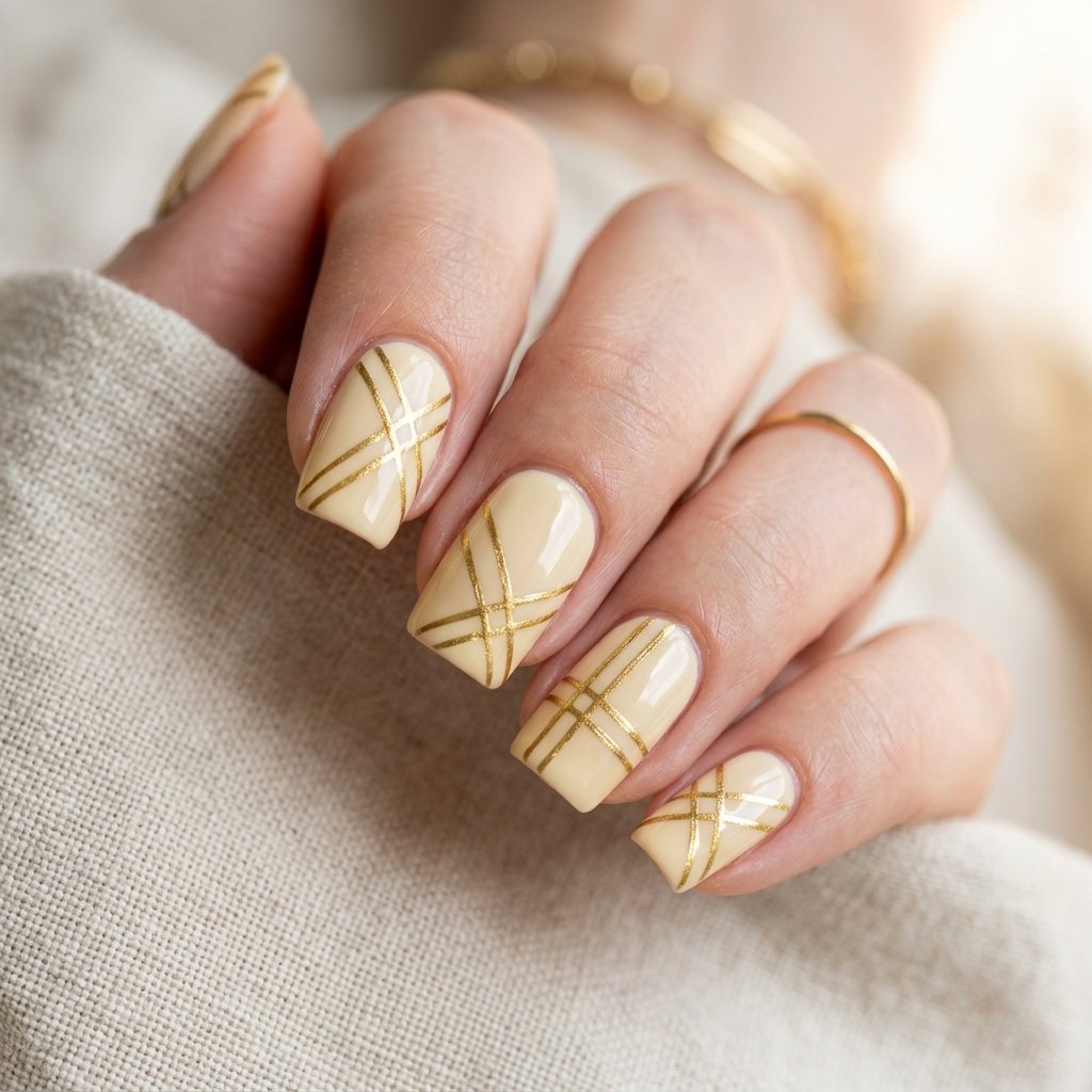Cream Base with Gold Geometric Lines