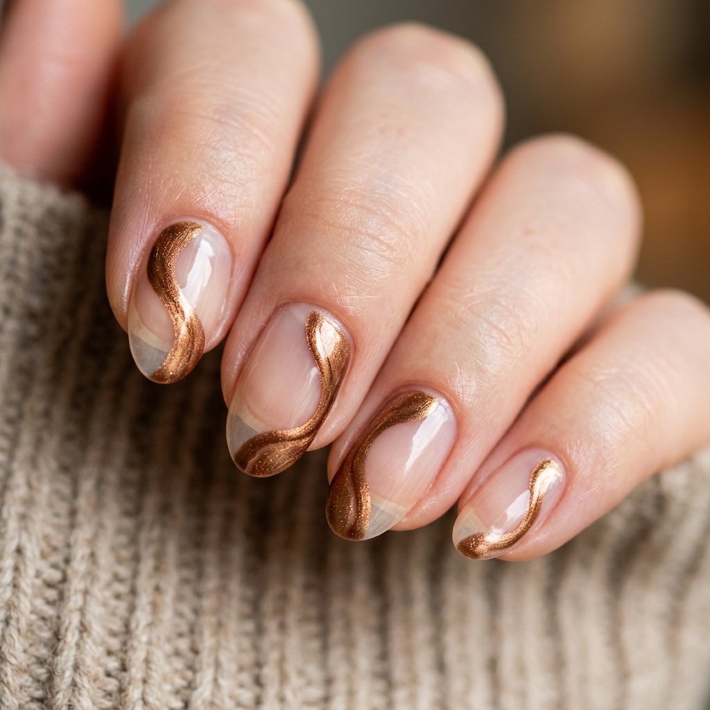 Metallic Bronze Negative Space Waves