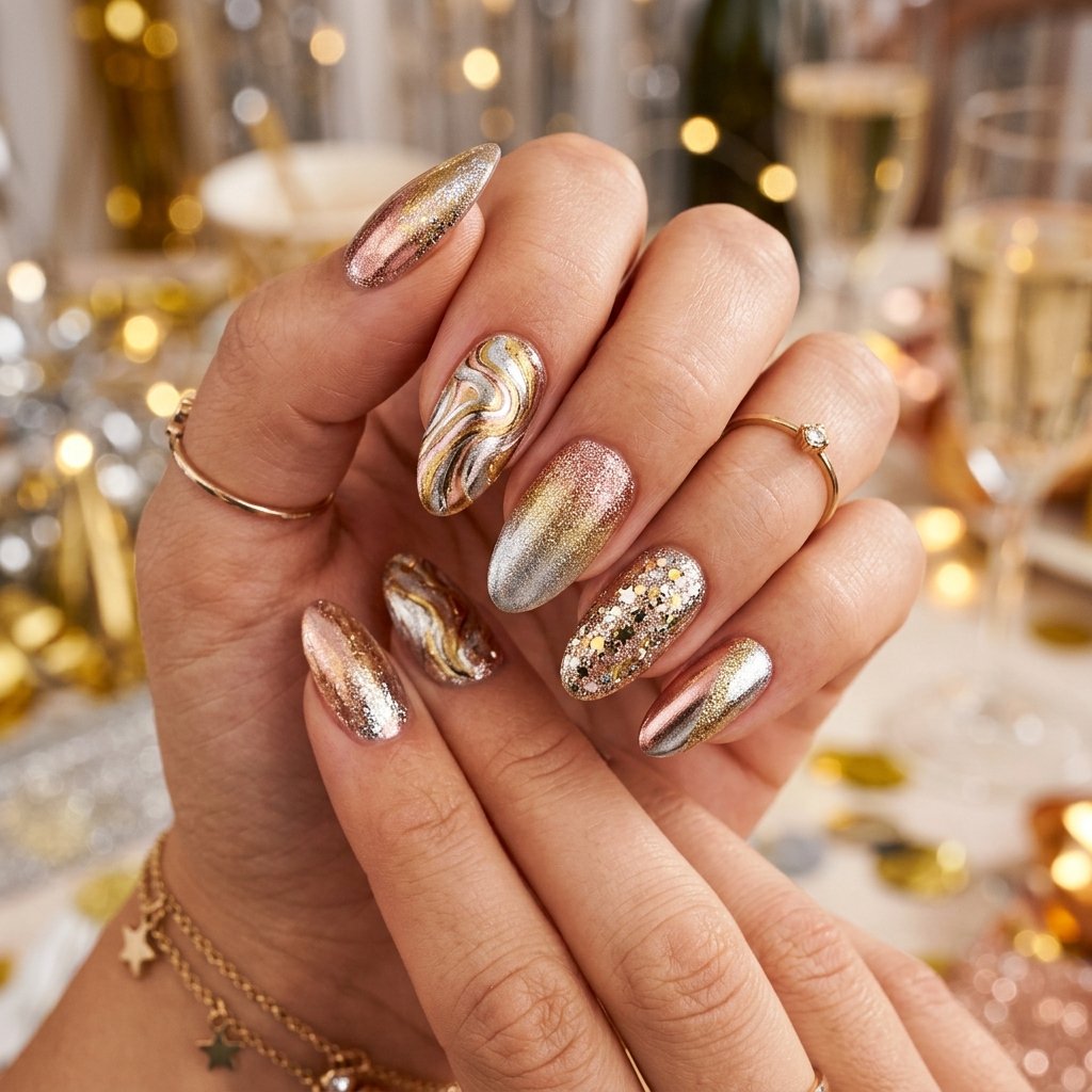 Metallic Countdown Nail Ideas