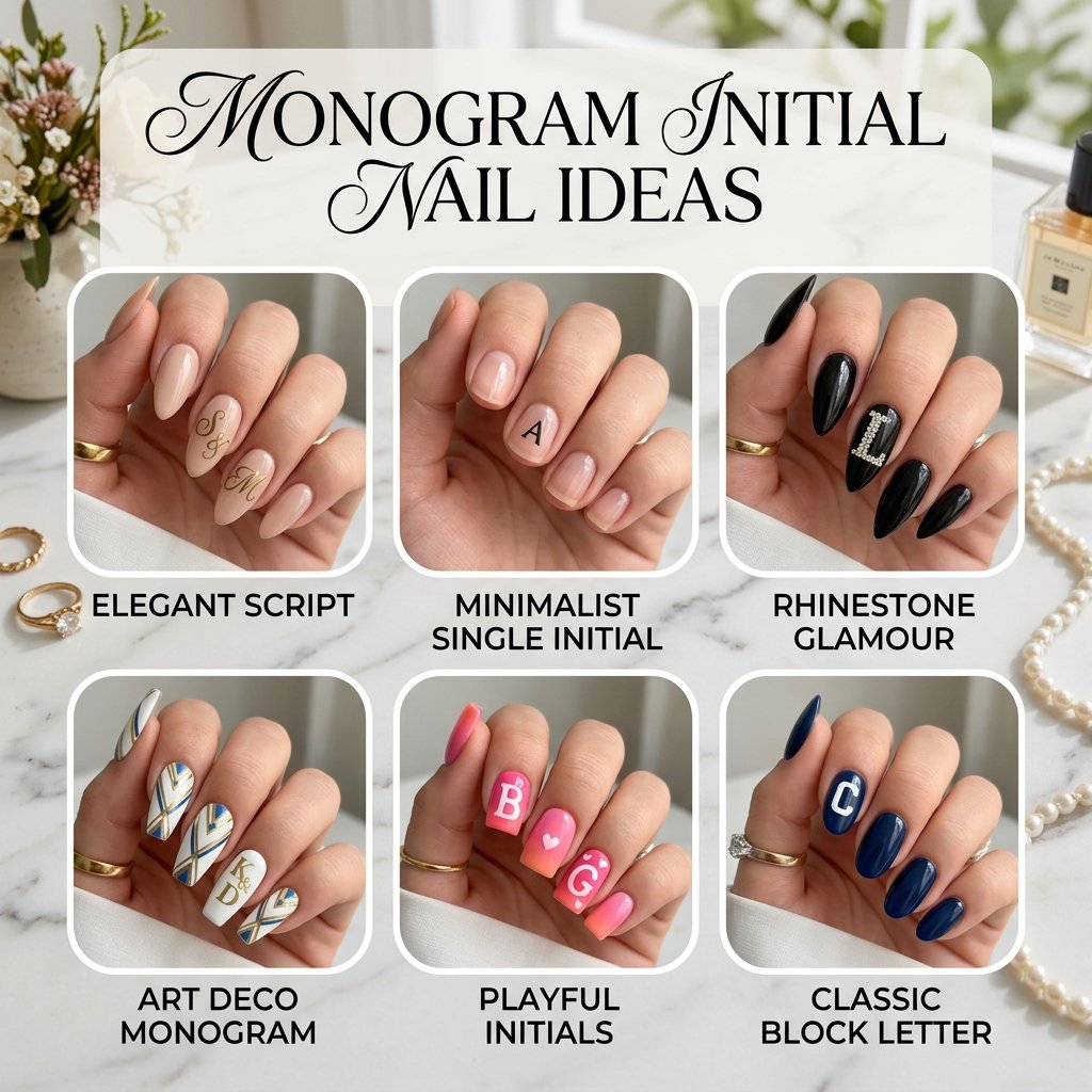 Monogram Initial Nail Ideas