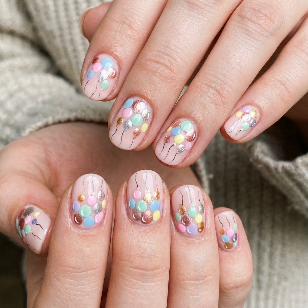 Balloon Drop Nail Ideas