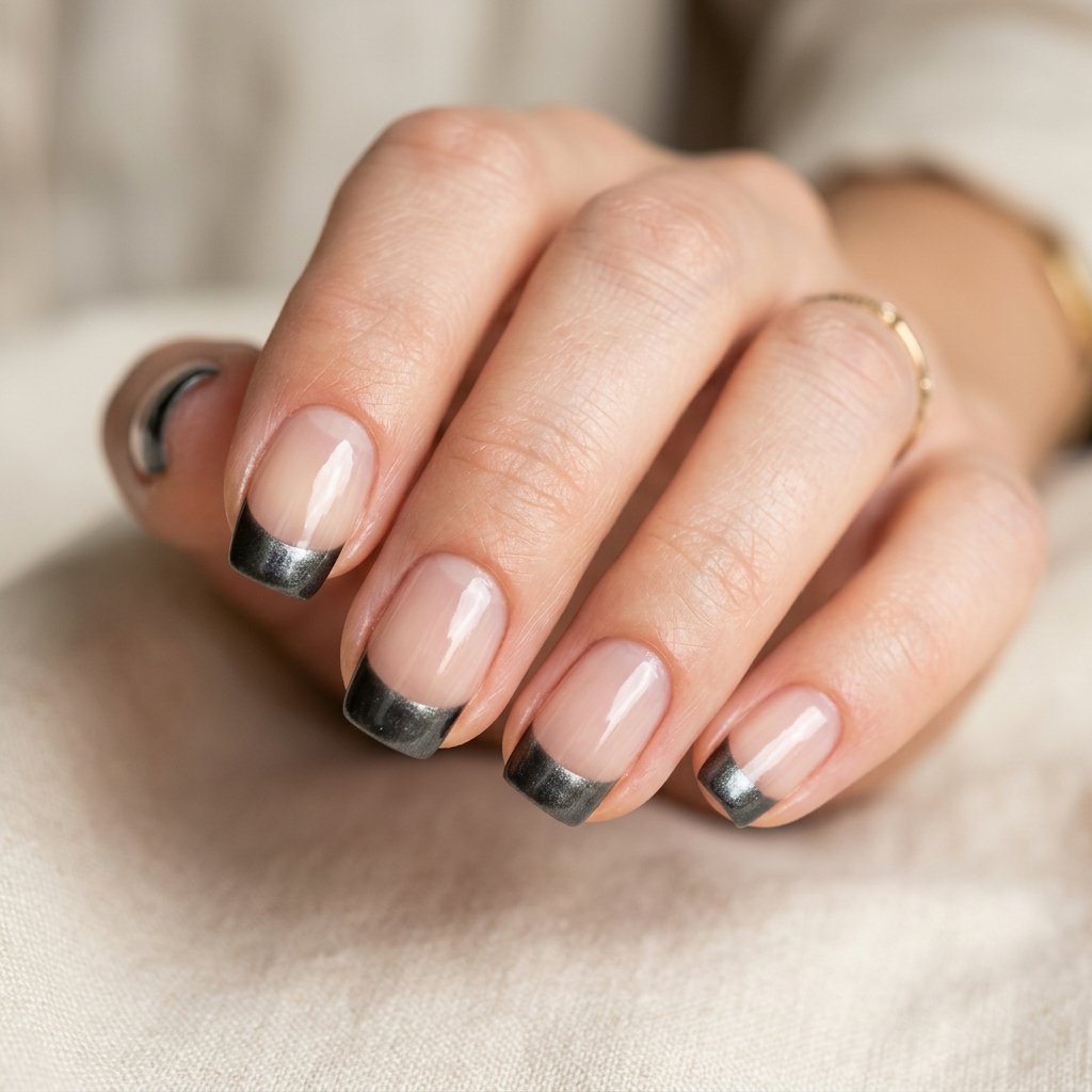 Metallic Gunmetal French Edges